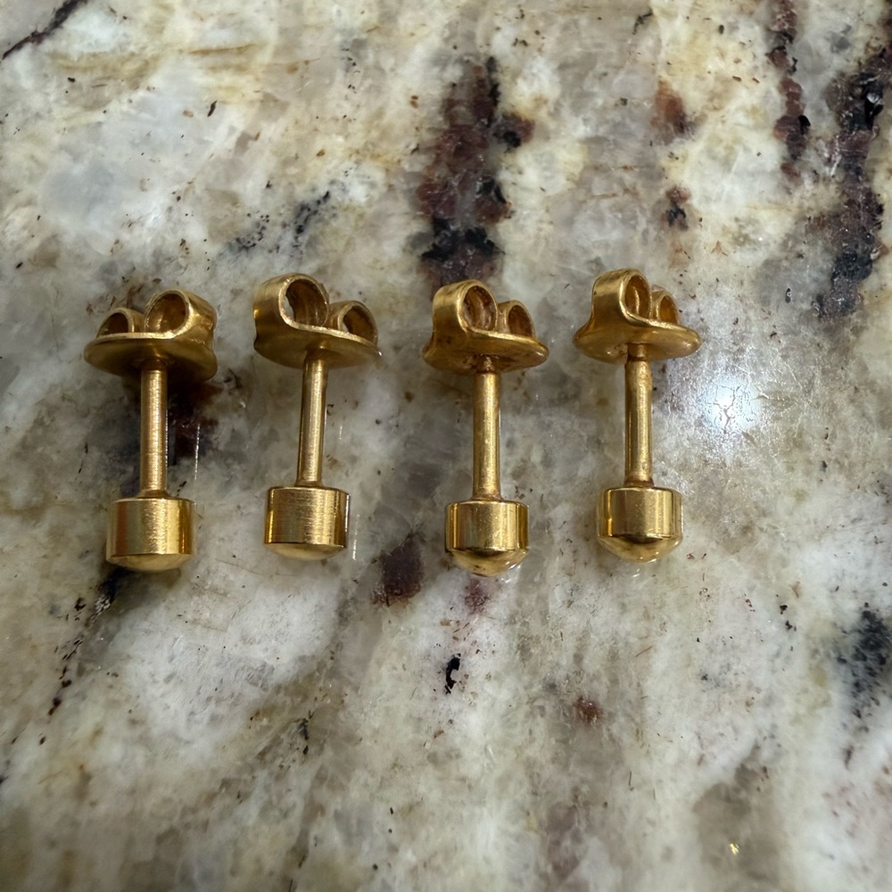 Ear Piercing Earrings Gold 2 Pairs with Thick Post Hypoallergenic
